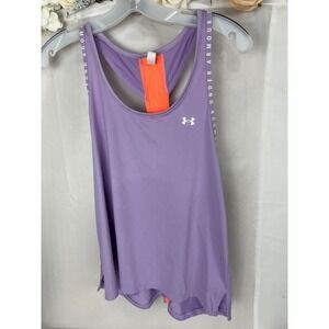 Under Armour HeatGear Womens Small Purple Orange Racerback Tank Top‎ Loose Fit